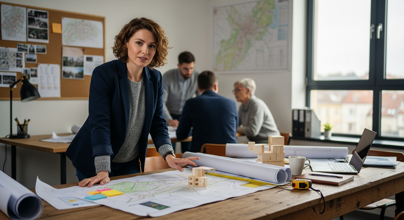 Szakember tervet magyaráz, városfejlesztő társaságok létrehozása